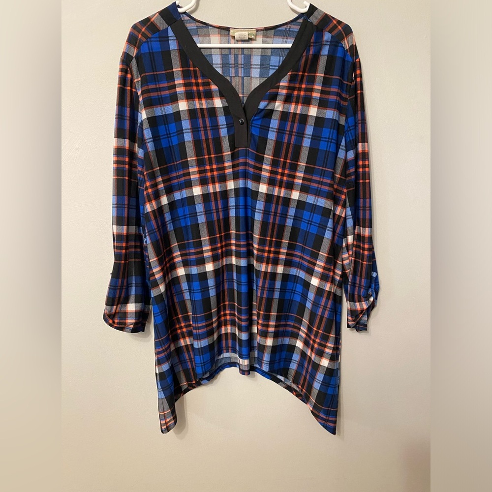 Plaid Long Sleeve Flared Maternity Top | XL